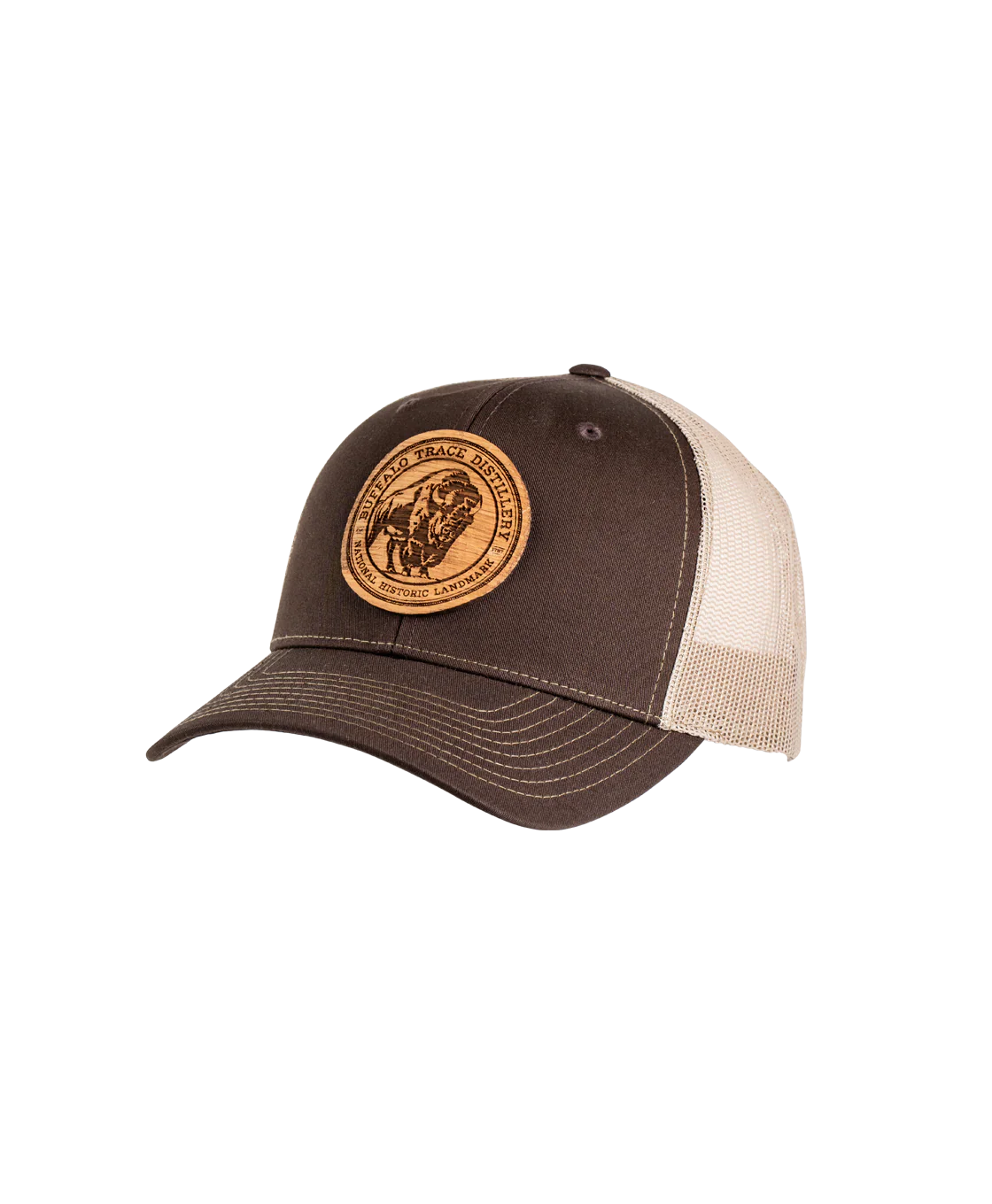Buffalo Trace Brown Round Wood Patch Hat