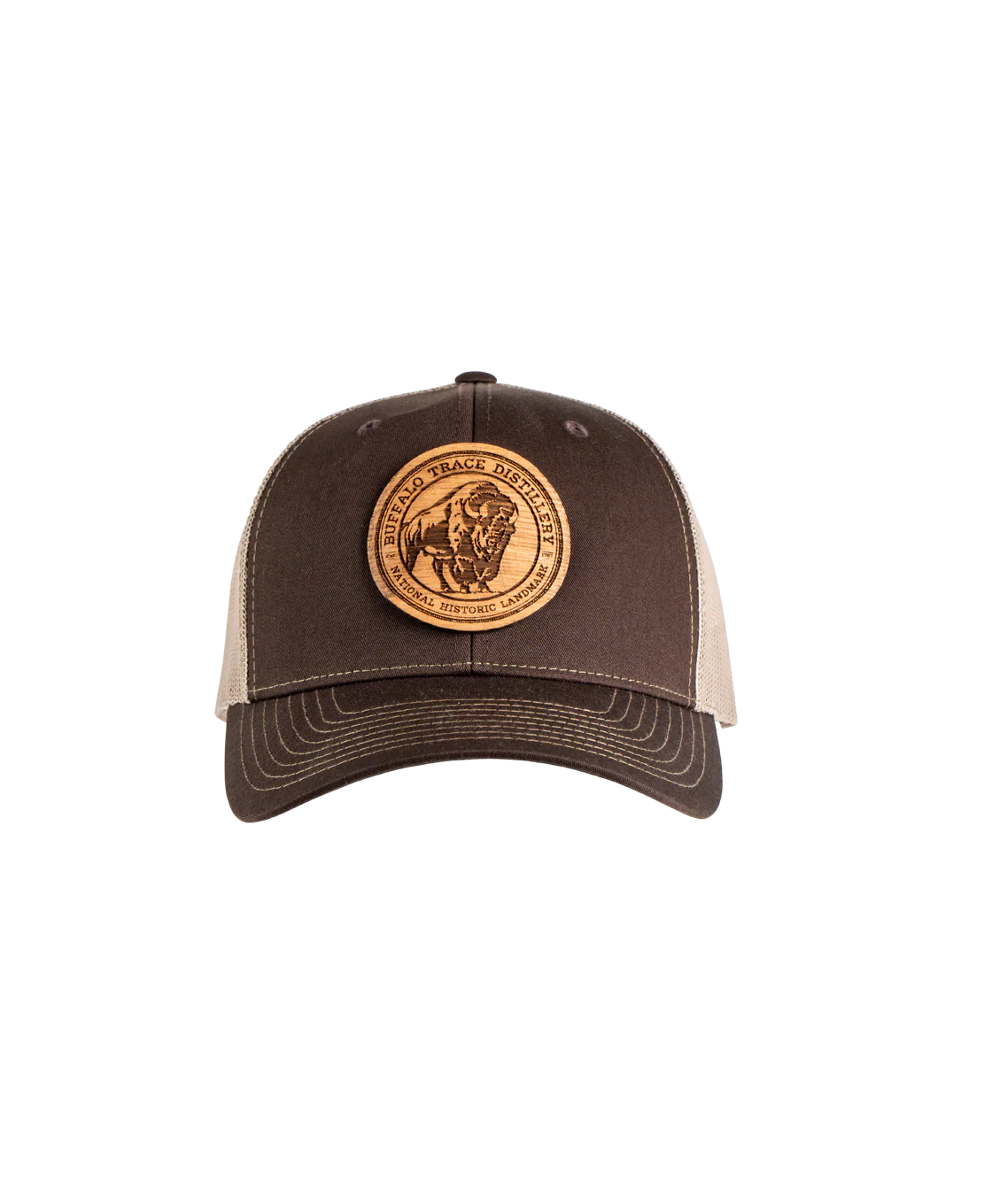 Buffalo Trace Brown Round Wood Patch Hat - Image 2