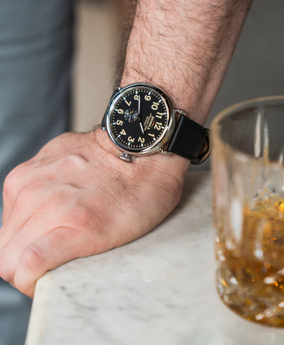 Shinola Runwell 47mm Black/Gold Watch - Detroit Handcrafted - Image 6