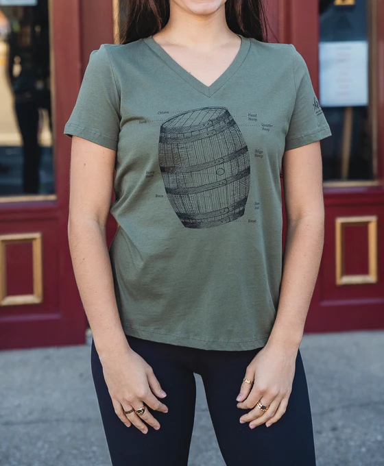 Weller Women's Green V-Neck "Barrel" T-Shirt - Image 2