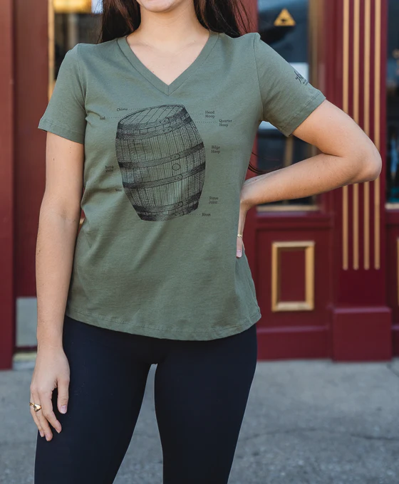 Weller Women's Green V-Neck "Barrel" T-Shirt - Image 3