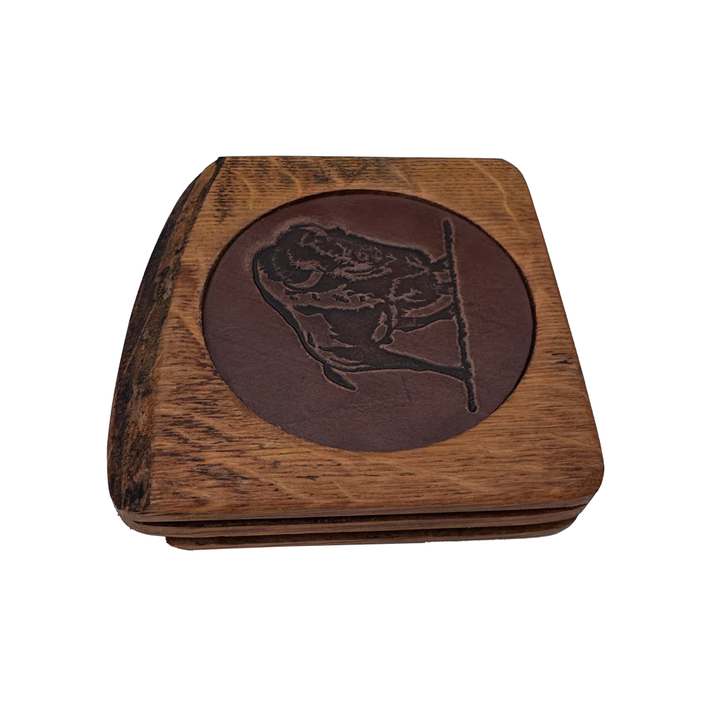 Whiskey Woodcraft Personalized Barrel Wood Table Coaster - Image 2
